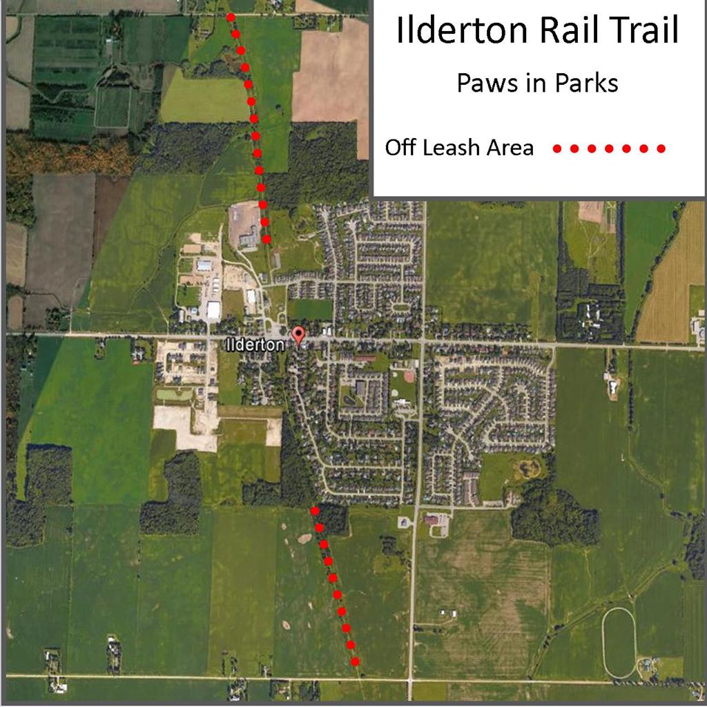 Ilderton Rail Trail Paws in Parks Off Leash Area Map