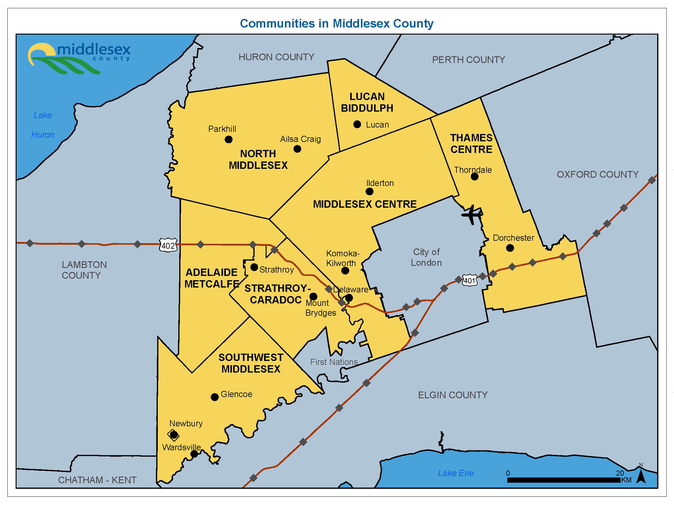 Map of the Communities of Middlesex County
